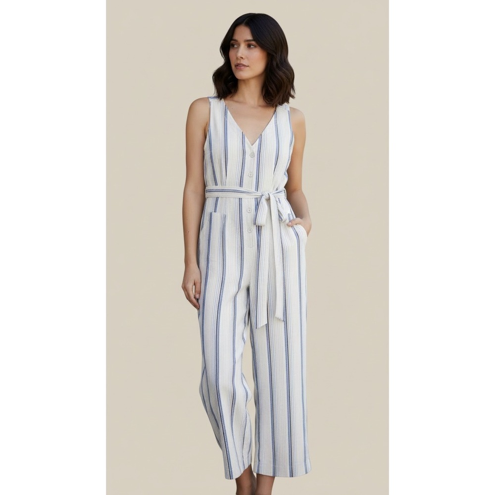 Paige women's Meade Jumpsuit 0 Striped Vacation Resortwear‎ Wedding Guest Breezy